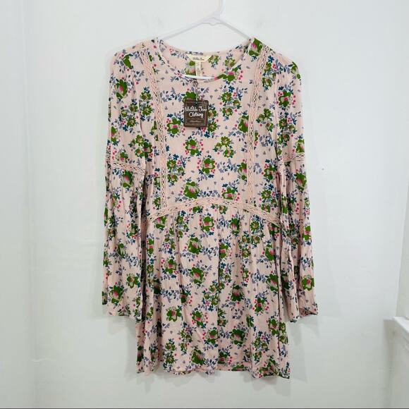 NWT Matilda Jane Like A Lady Pink Floral Crochet Tunic Blouse Small - Picture 2 of 15